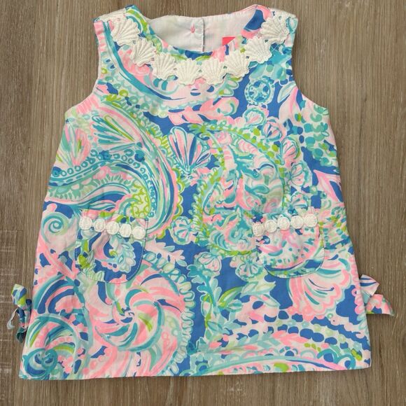 Lilly Pulitzer Dress Girls Size 3-6 Months Baby Lilly Shift Dream Team Bloomers - Picture 2 of 5